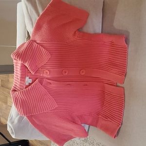 Beautiful chunky button down salmon/coral pink sweater